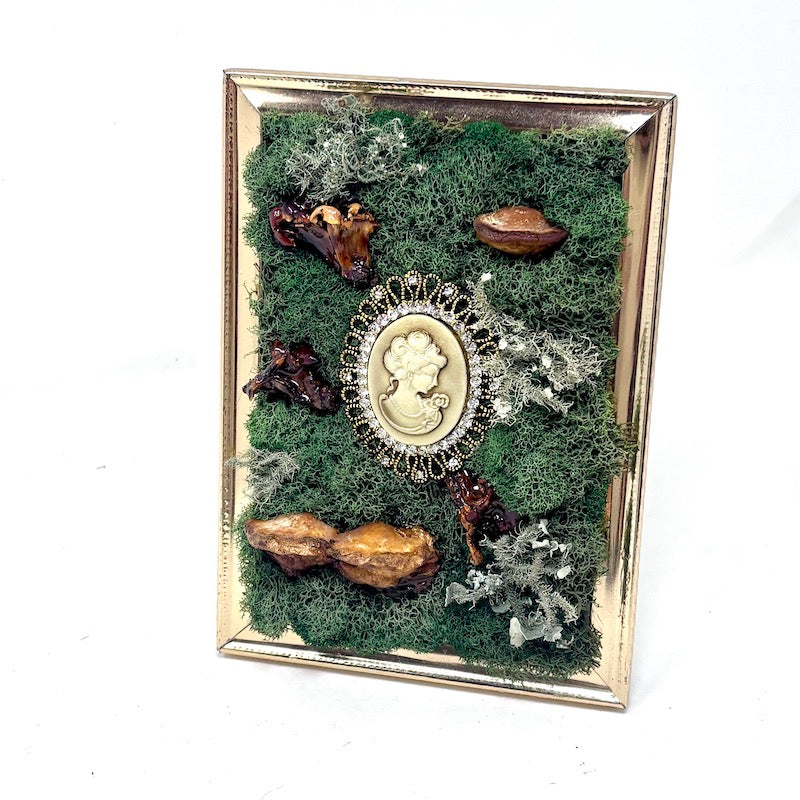 Cameo Brooch Mushroom Art