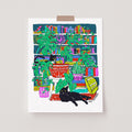 Print - Cat Books + Plants