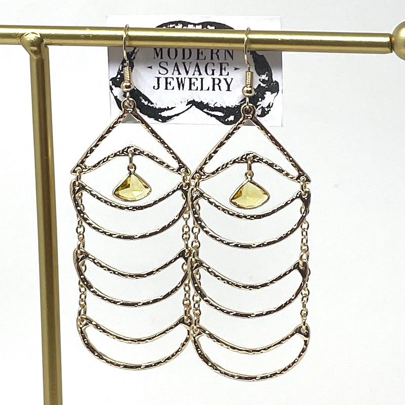 Earrings - Crescent Citrine dangles