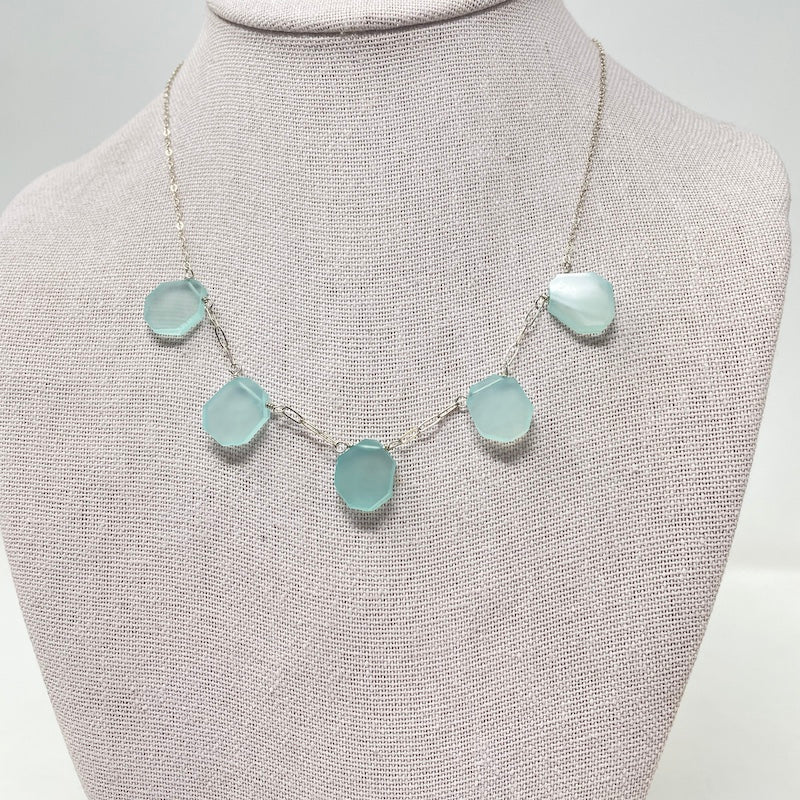 Necklace - Chalcedony Slice Collar