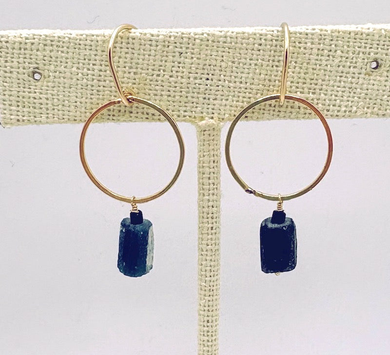 Earrings - Hoop Drop (Ancient Roman Glass)