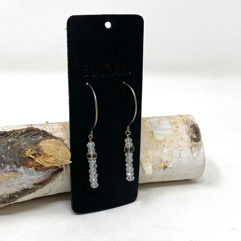 Earrings - Clear + Smokey Quartz