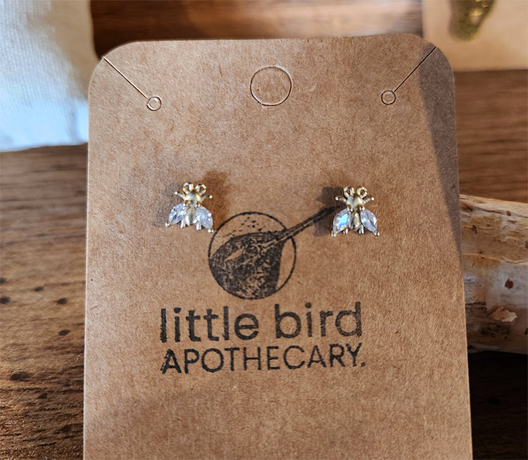 Earrings - crystal bee studs