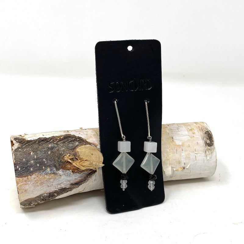 Earrings - Obsidian, Crystal Quartz, Quartz, Aventurine