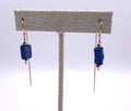 Earrings -Deep Blue Threader (Ancient Roman Glass)
