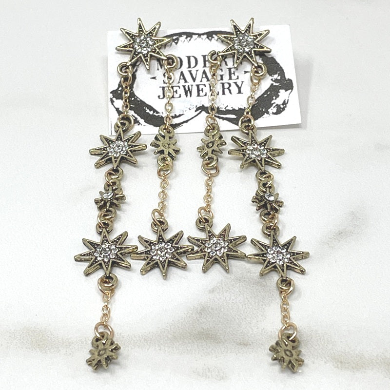 Earrings - Diamond Star Dangles
