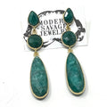 Earrings - Three green stones