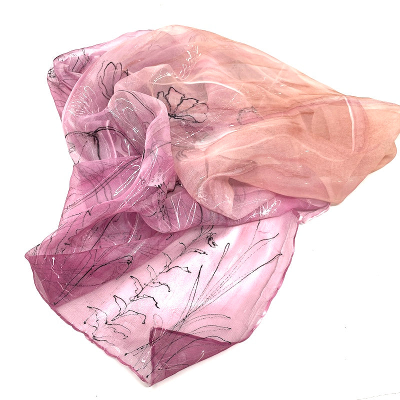 Silk Scarf - Evening Flowers