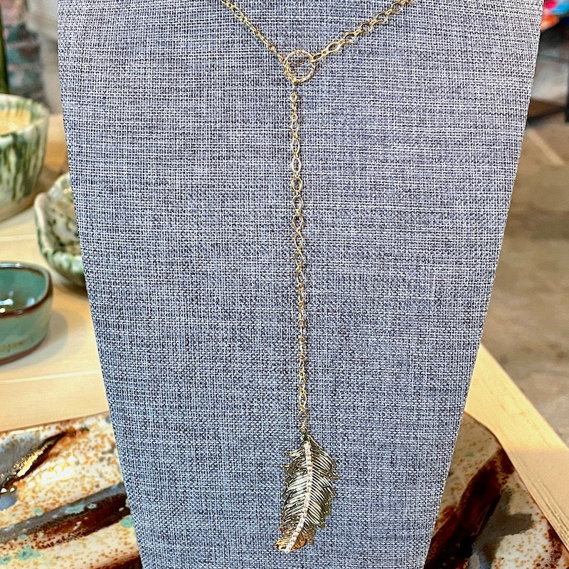 Necklace - Rhinestone Feather