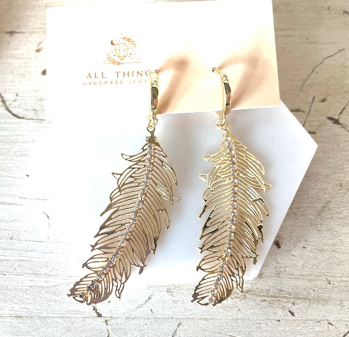 Earrings - Feather Huggies