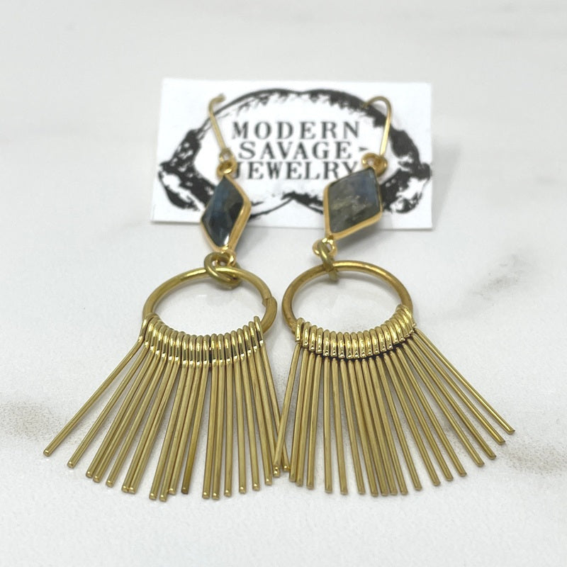 Earrings - Labradorite Fringe