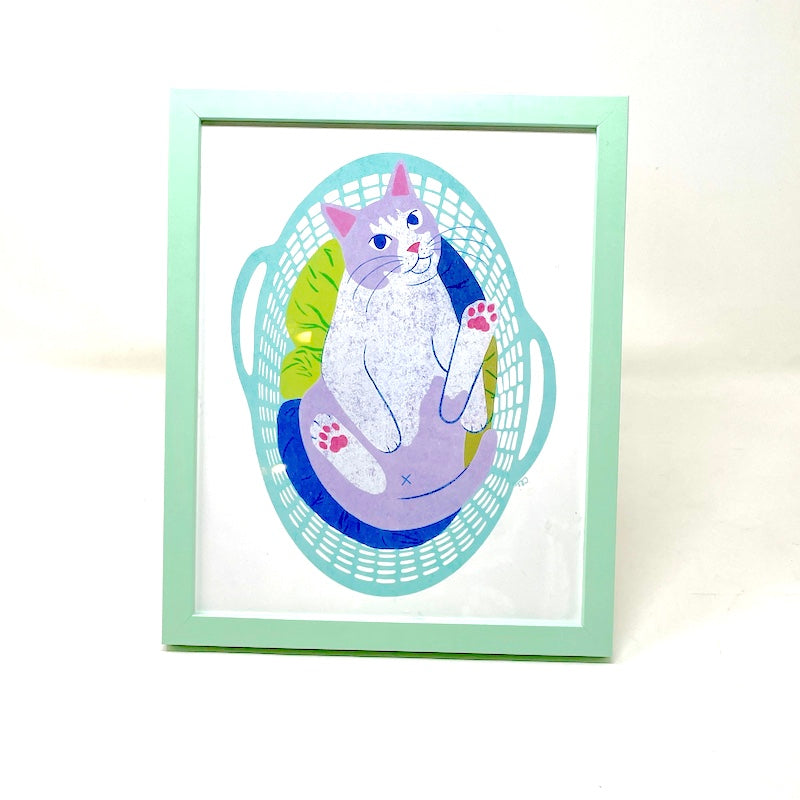 Framed Print - Laundry Cat | Mint 8x10