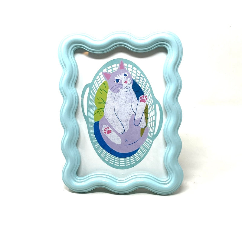 Framed Print - Laundry Cat | Wavy Mint