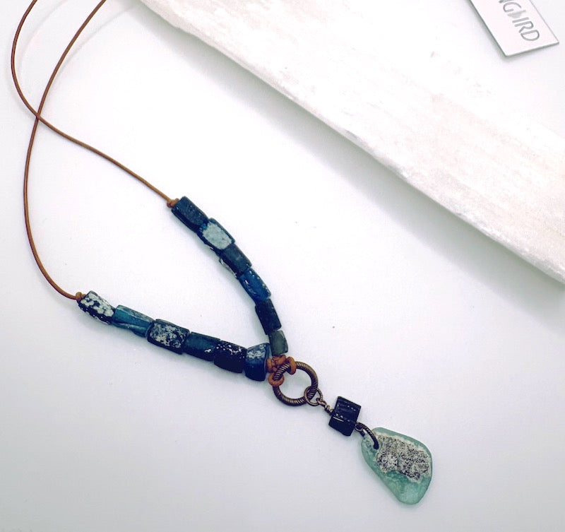 Necklace - Leather (Ancient Roman Glass)