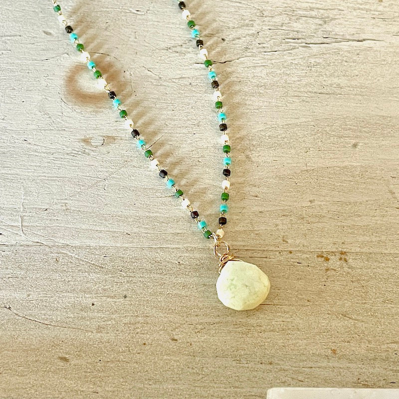 Necklace - Miyuki Bead Chain w/Citrine or Chrysoprase