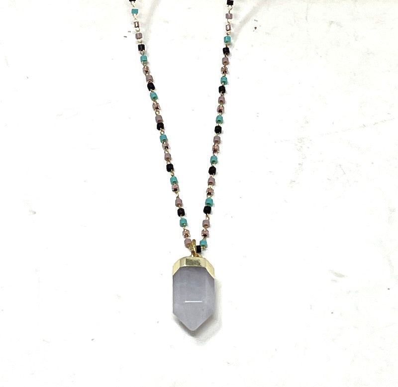 Necklace - Miyuki Bead Chain w/Citrine or Chrysoprase