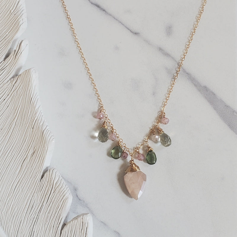Necklace - Bloom Smile Pink Moonstone GF