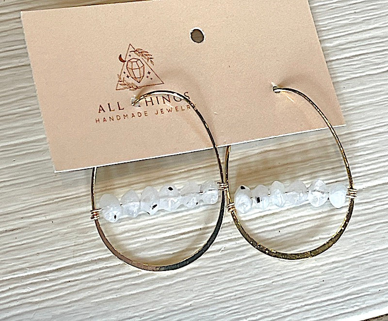 Earrings - Oval, Diamond Hoops