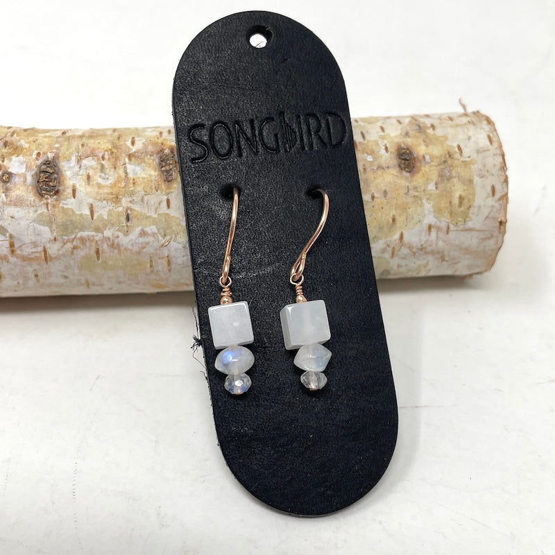 Earrings - Moonstone + Quartz