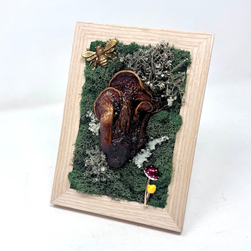 Mushroom Brooch and Bee Mushroom Art