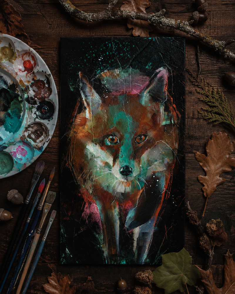 Expressive Acrylic Painting: Forest Fox