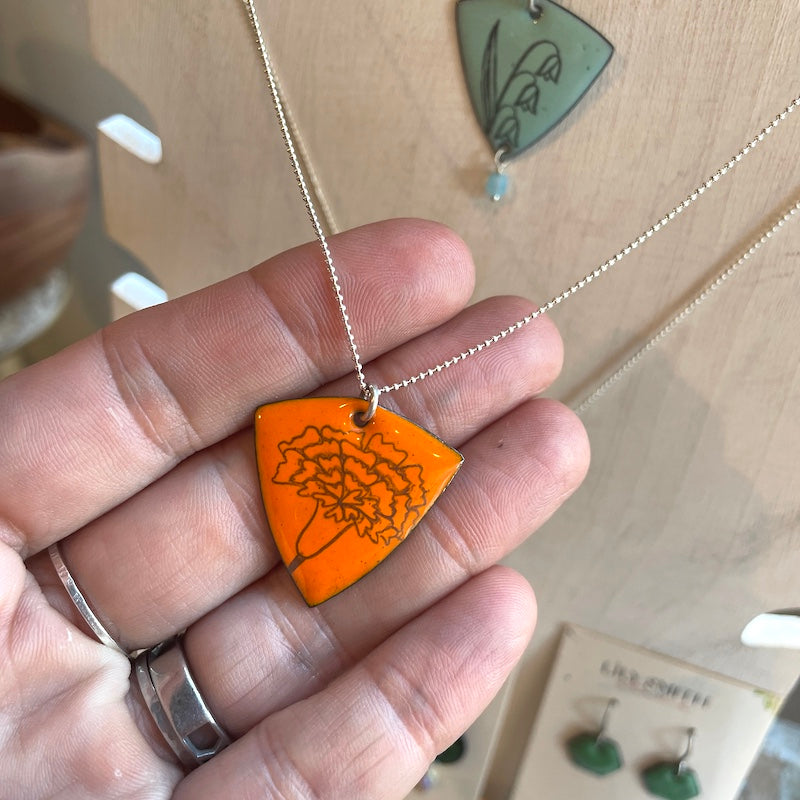 Orange Marigold Doodle Necklace