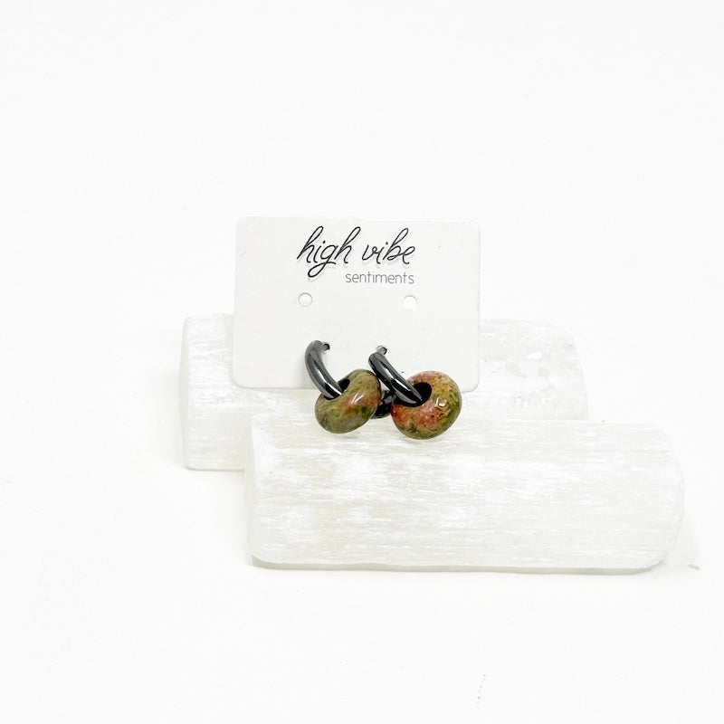 Earrings - Gem Hoops | Gunmetal