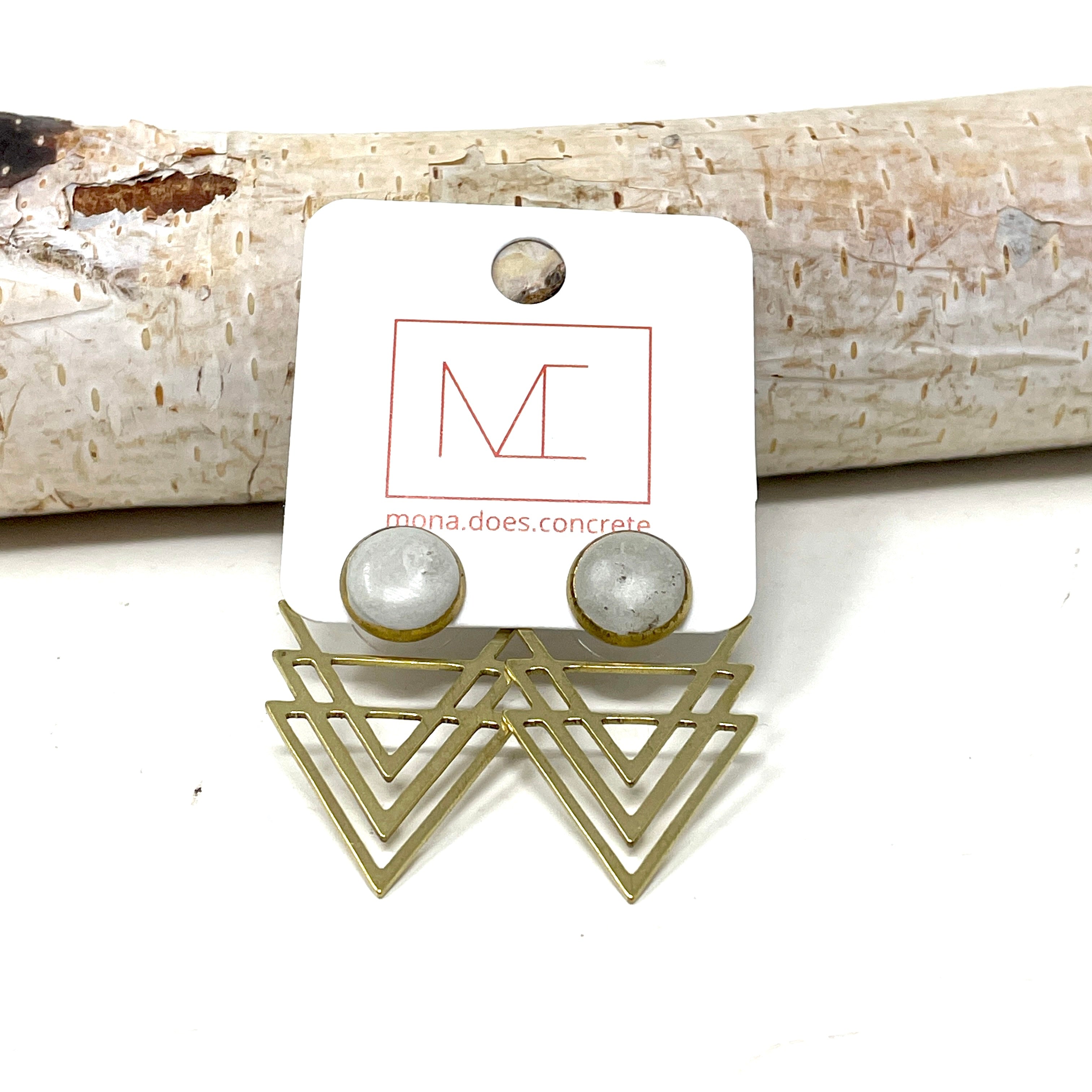 Ear Jacket Studs - Brass + Concrete