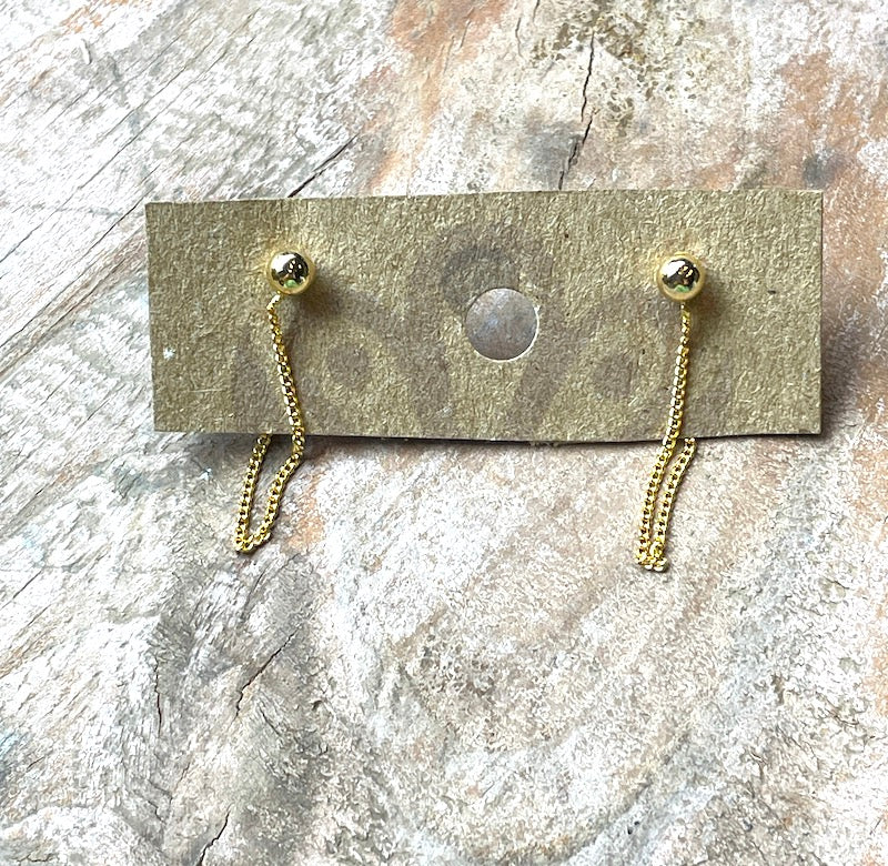 Earrings - Gold Ball Chain