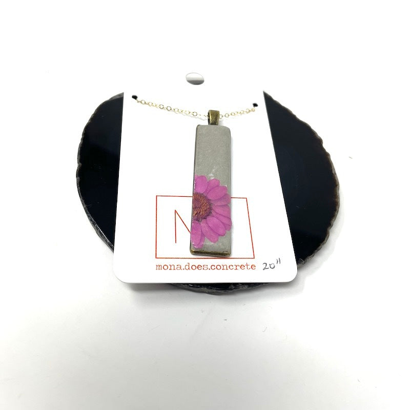 Necklace - Floral Long Rectangle