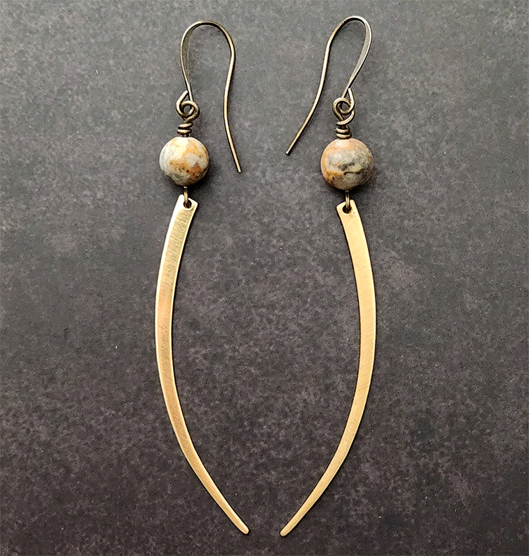 Earrings - Lace agate arc