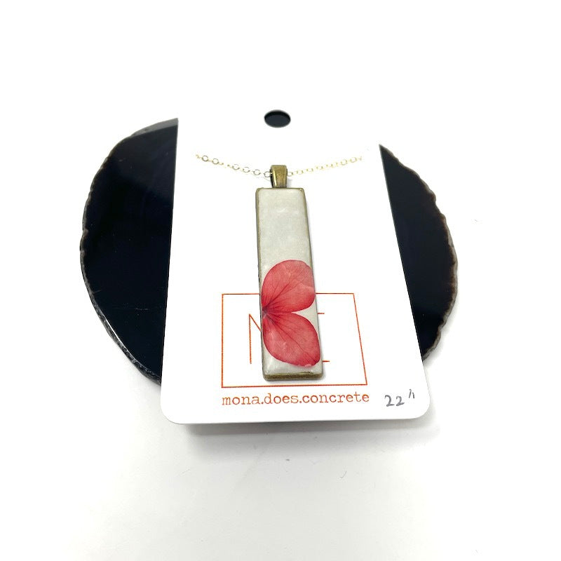 Necklace - Floral Long Rectangle