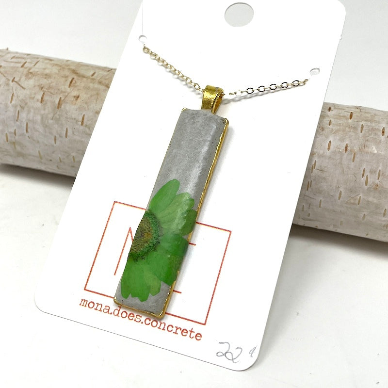 Necklace - Floral Long Rectangle
