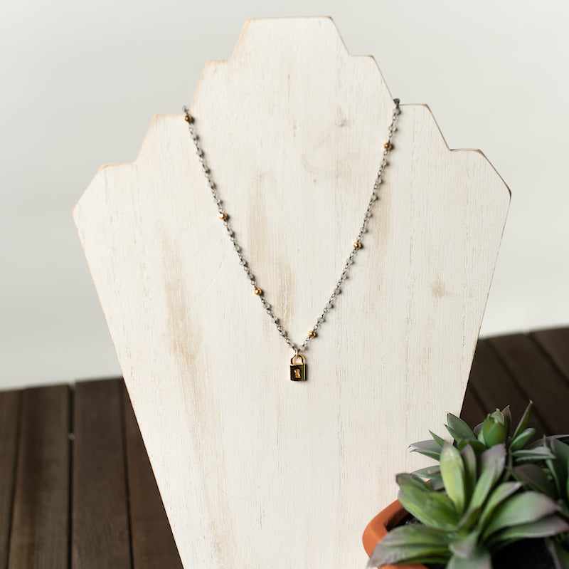 Necklace - Natural Pyrite Chain with Lock