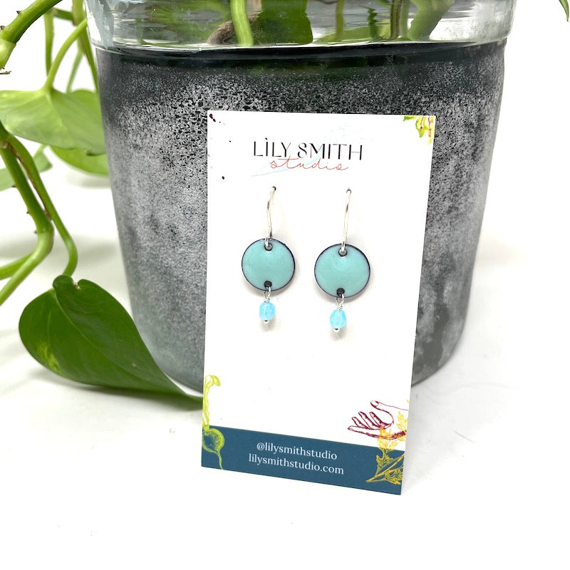 Circle Drop Enamel Earrings