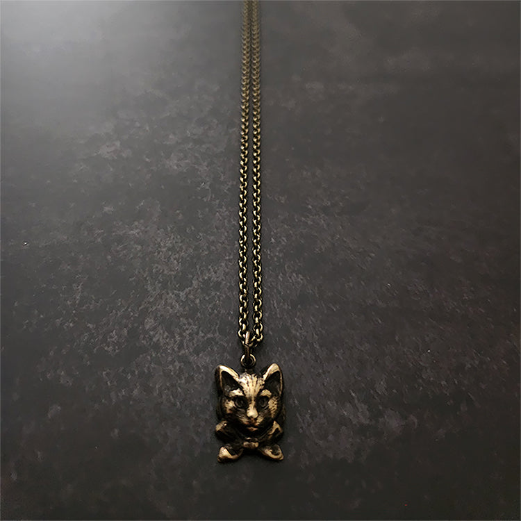Necklace - Cat Bow - brass