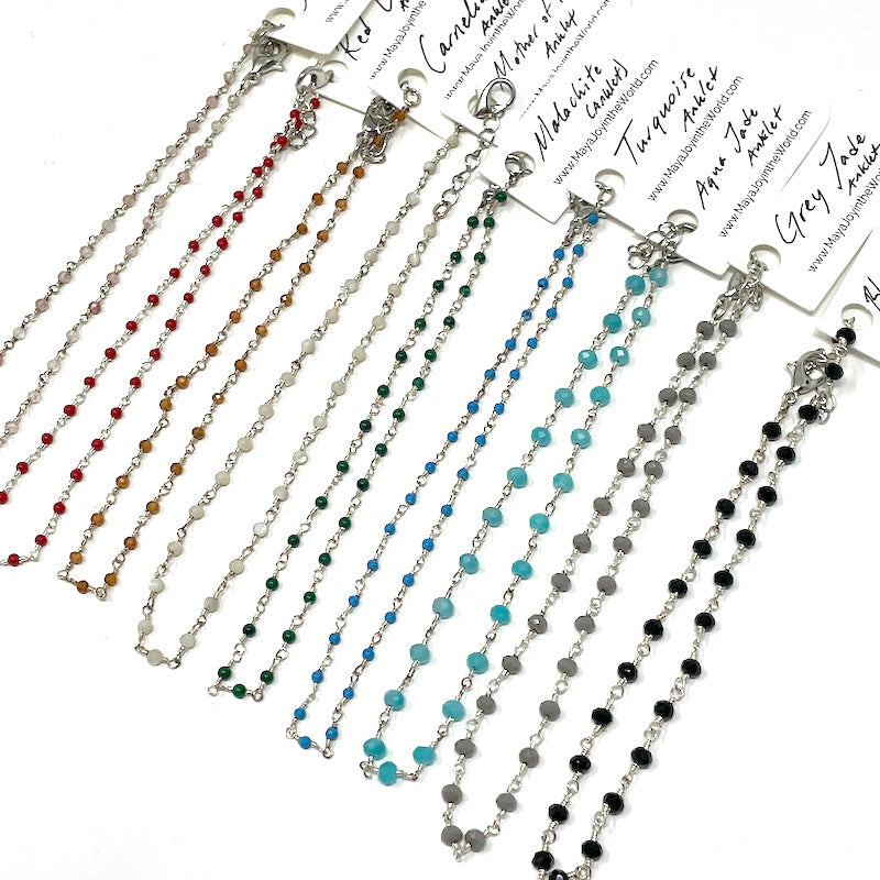Gemstone Anklet - Silver
