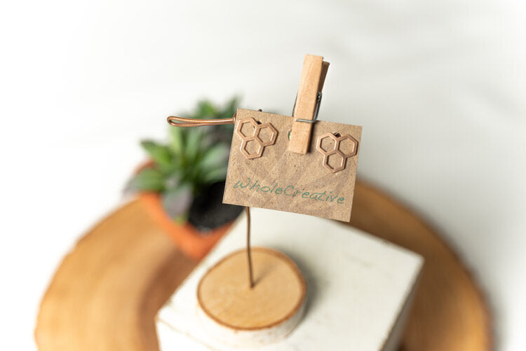 Stud Earrings - Rose Gold Honeycomb