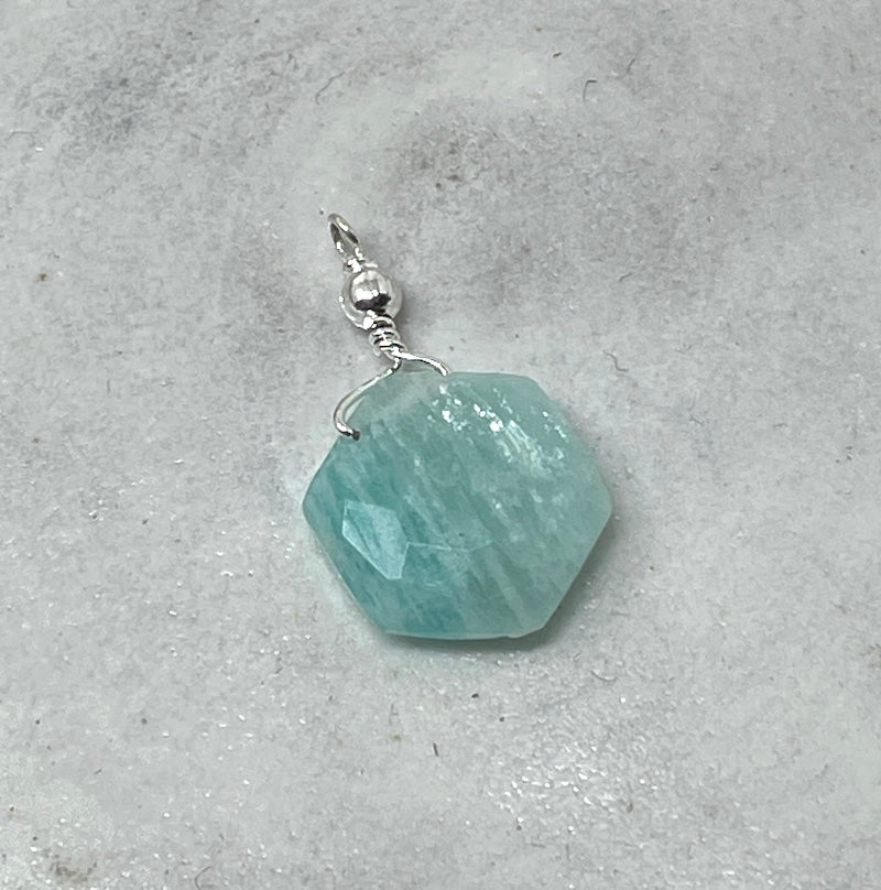 Gemstone Charm - Amazonite Hexagon