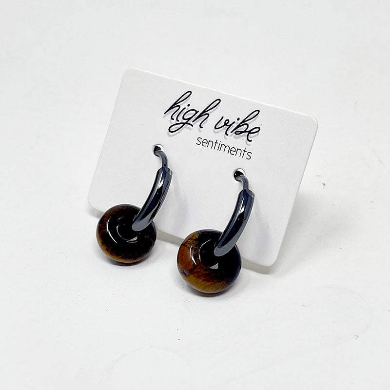 Earrings - Gem Hoops | Gunmetal