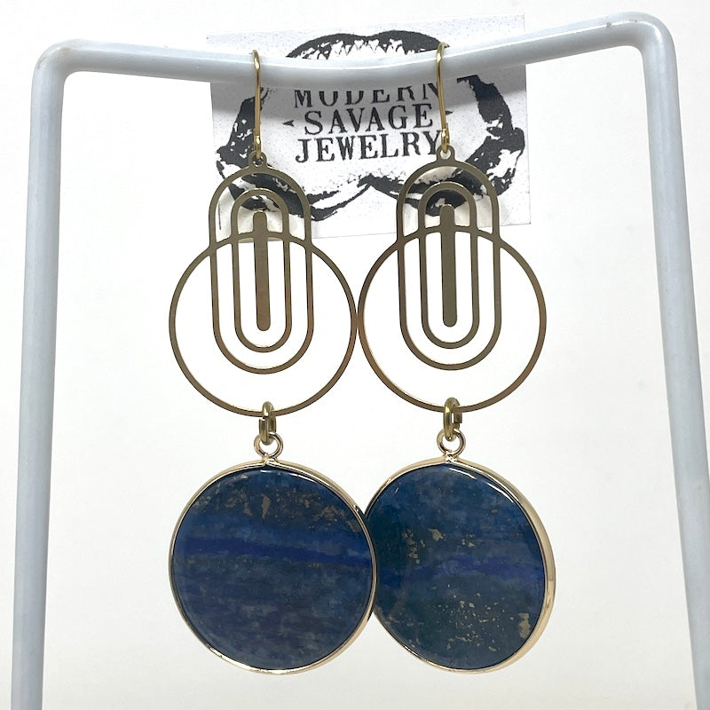 Earrings - Lapis circle