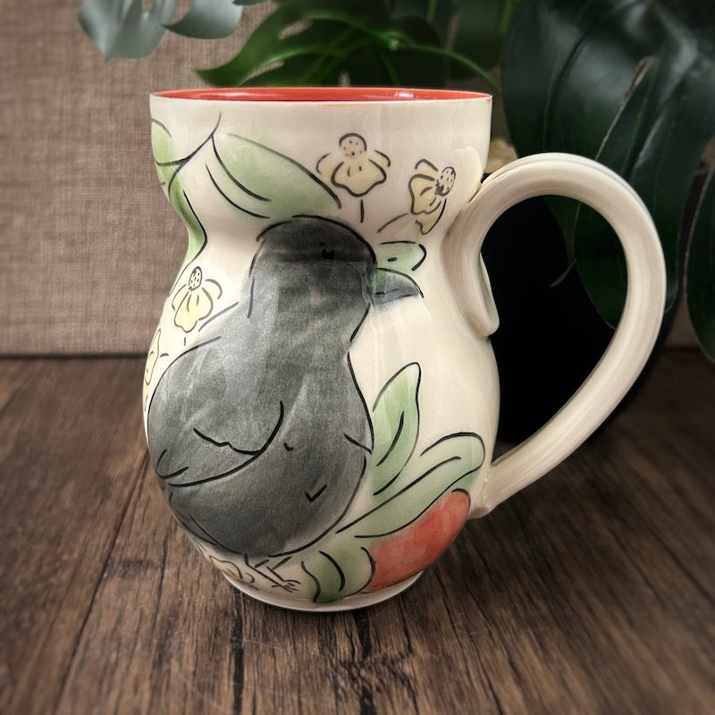 Curvy Coffee Mug - crow + pomegranate