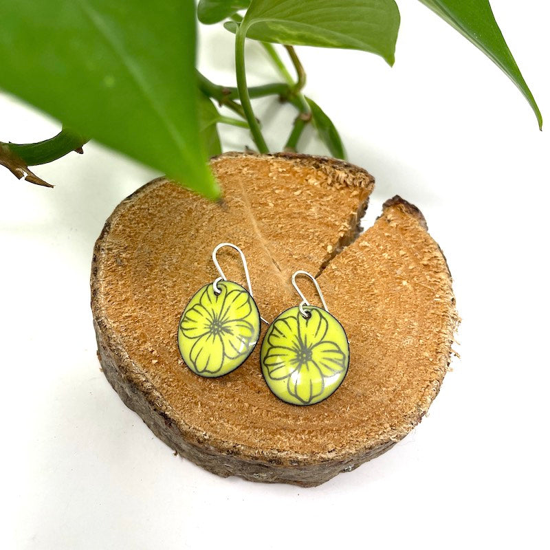 Lemon Sorbet Yellow Poppy Doodle Earrings