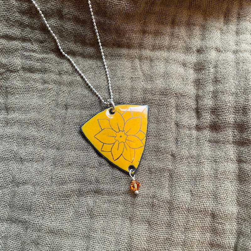 Yellow Daffodil Doodle Necklace