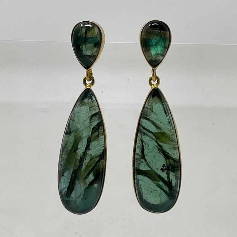 Earring - Moss Agate Drops