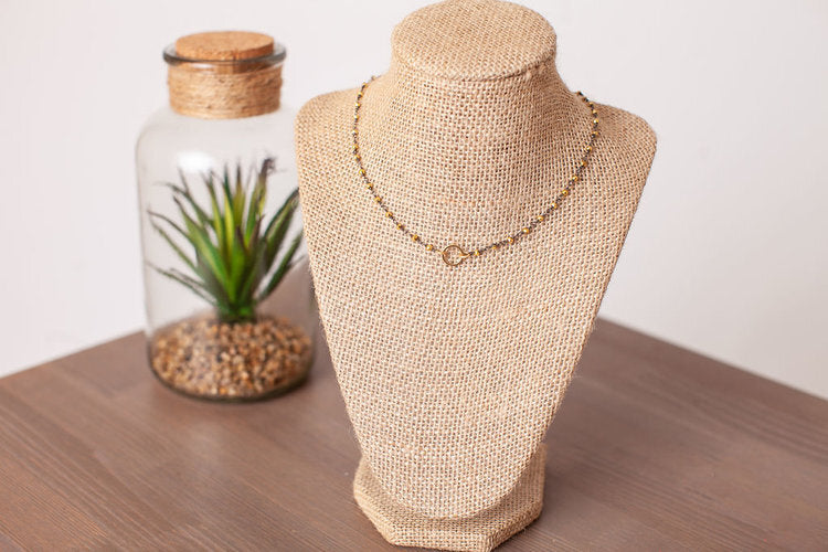 Necklace - Gold Pyrite Gold Circle