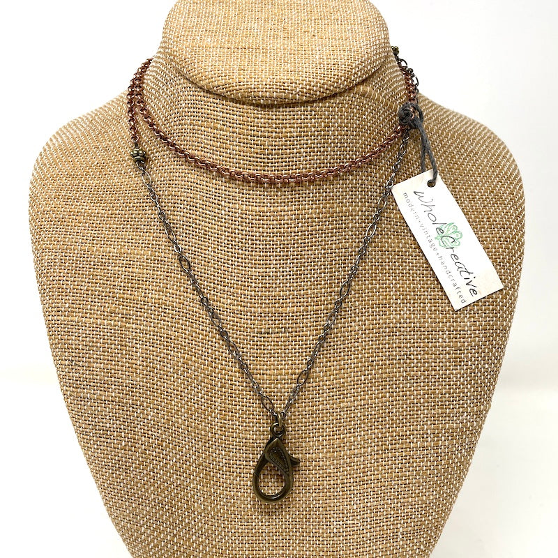 Pendant Chain - Copper + Gunmetal Bead