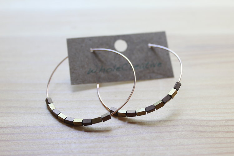 Earrings - Geometric Beaded Hoops