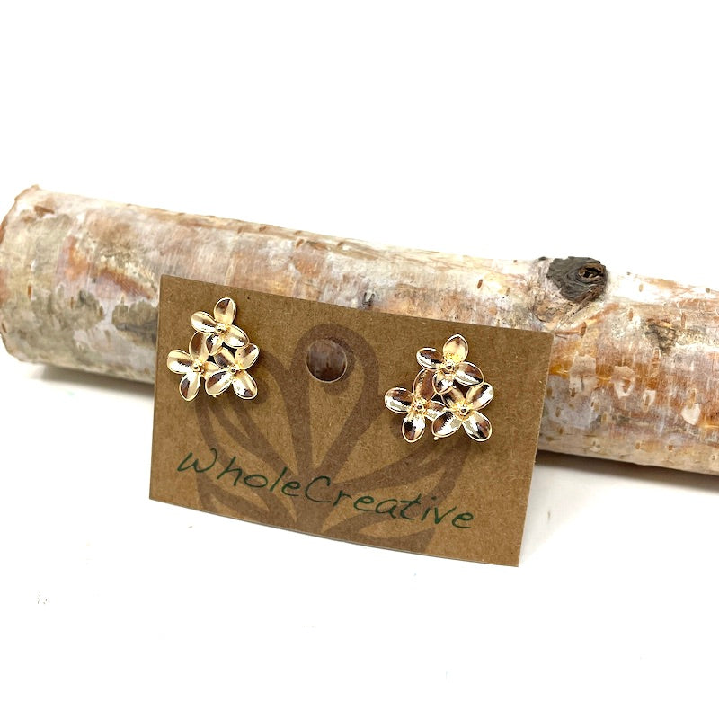 Stud Earrings - Gold Floral