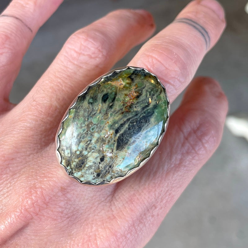 Ring - Large green agate